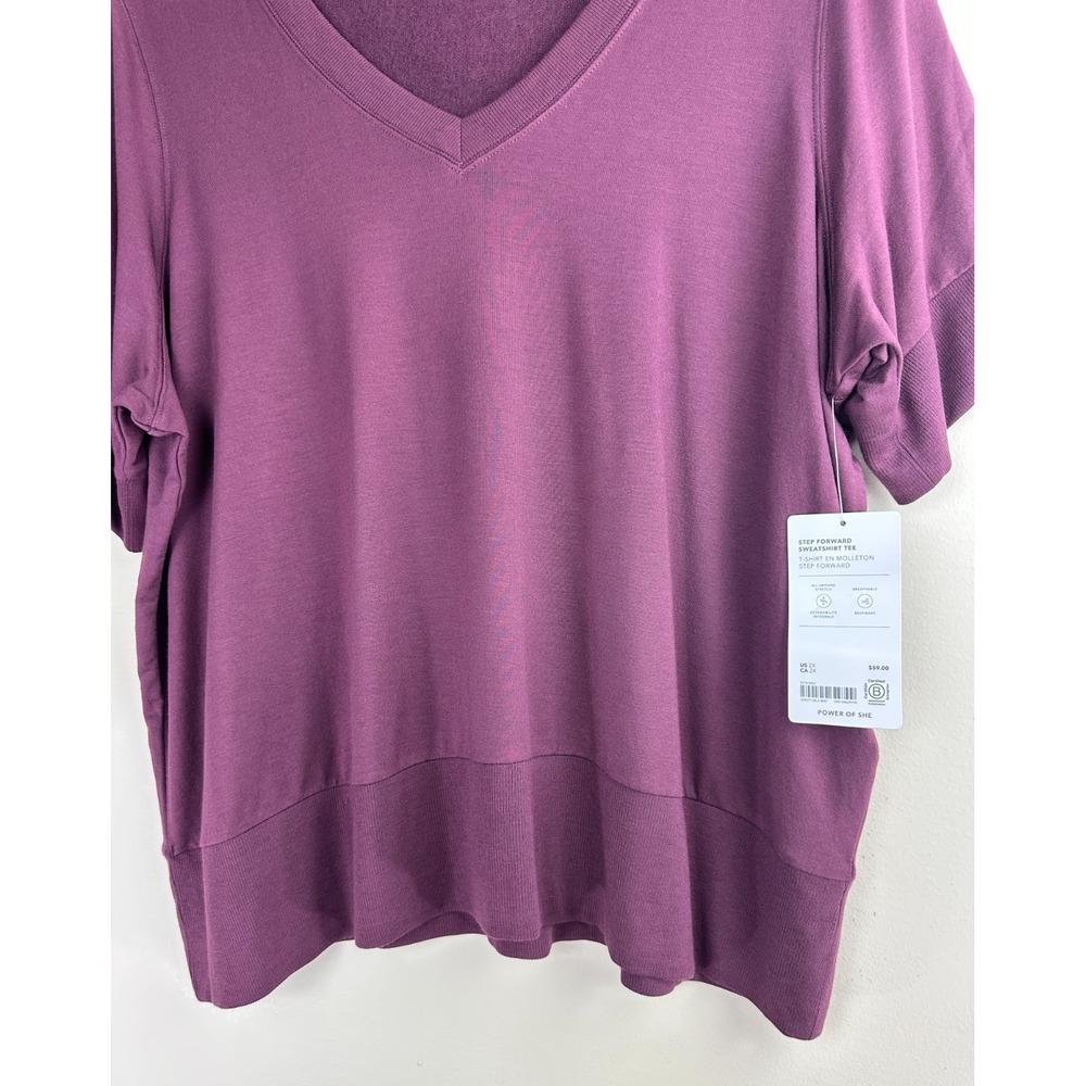 NEW Athleta Step Forward Sweatshirt Tee Aubergine Purple V-Neck Plus Size 2X - Picture 9 of 11